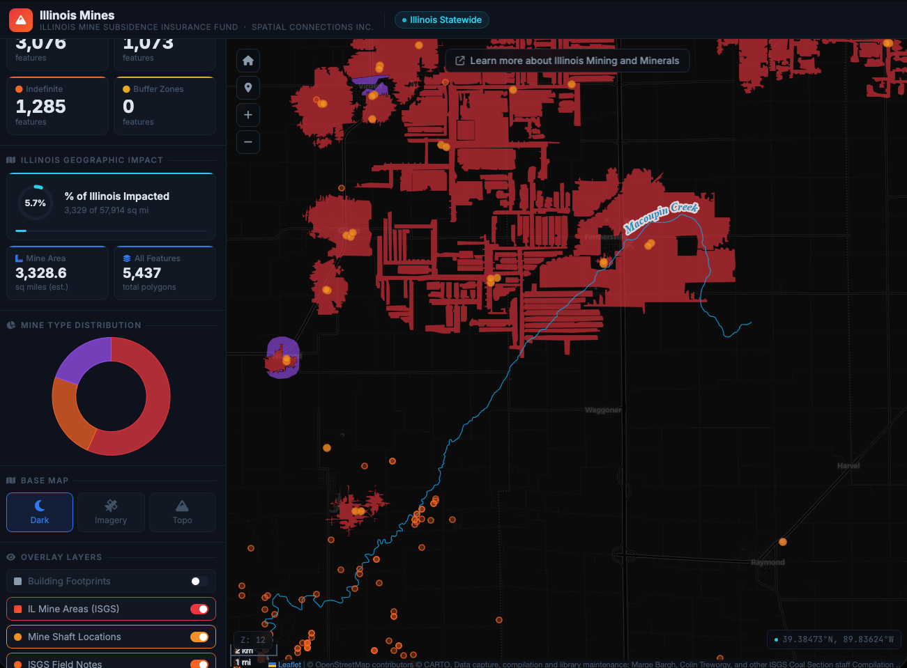 Illinois Mines web map screenshot